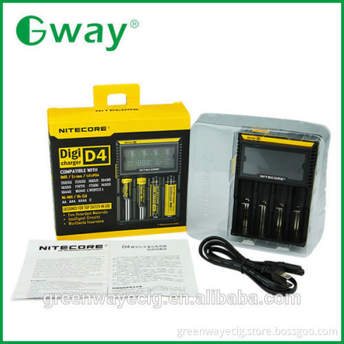 nitecore lcd charger D4 wholesale nitecore d4 intelligent charger for 18650 Li-ion battery lithium battery charger
